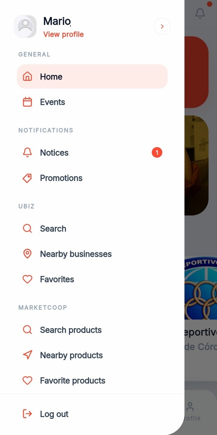 UbiZ notifications screen
